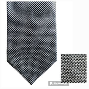 FACONNABLE Navy Blue & Gray Houndstooth Silk Tie